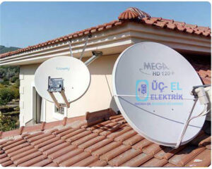 Kartal elektrikçi ve uydu servisi ekibi, apartman çatısında profesyonel uydu kurulumu yapıyor. LNB ayarı, sinyal optimizasyonu ve güvenli montaj işlemleri.